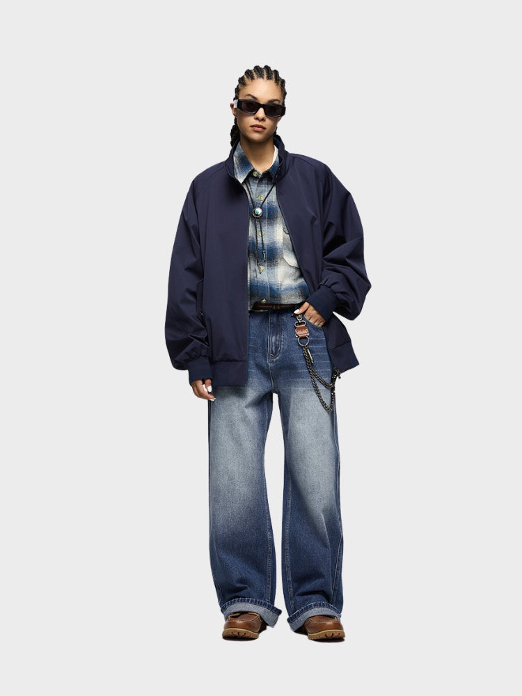 Paper Straight Baggy Denim Jeans Blue