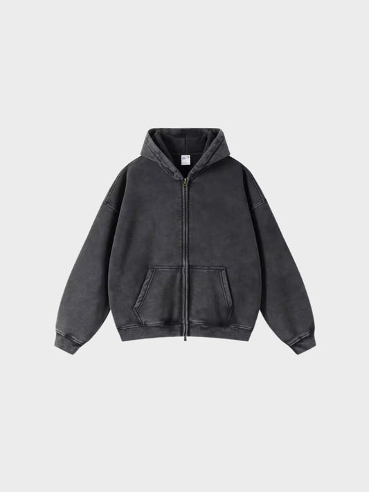 Paper Straight Washed Hoodie with Zipper