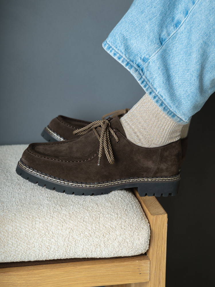 Slate Derby Brown Suede