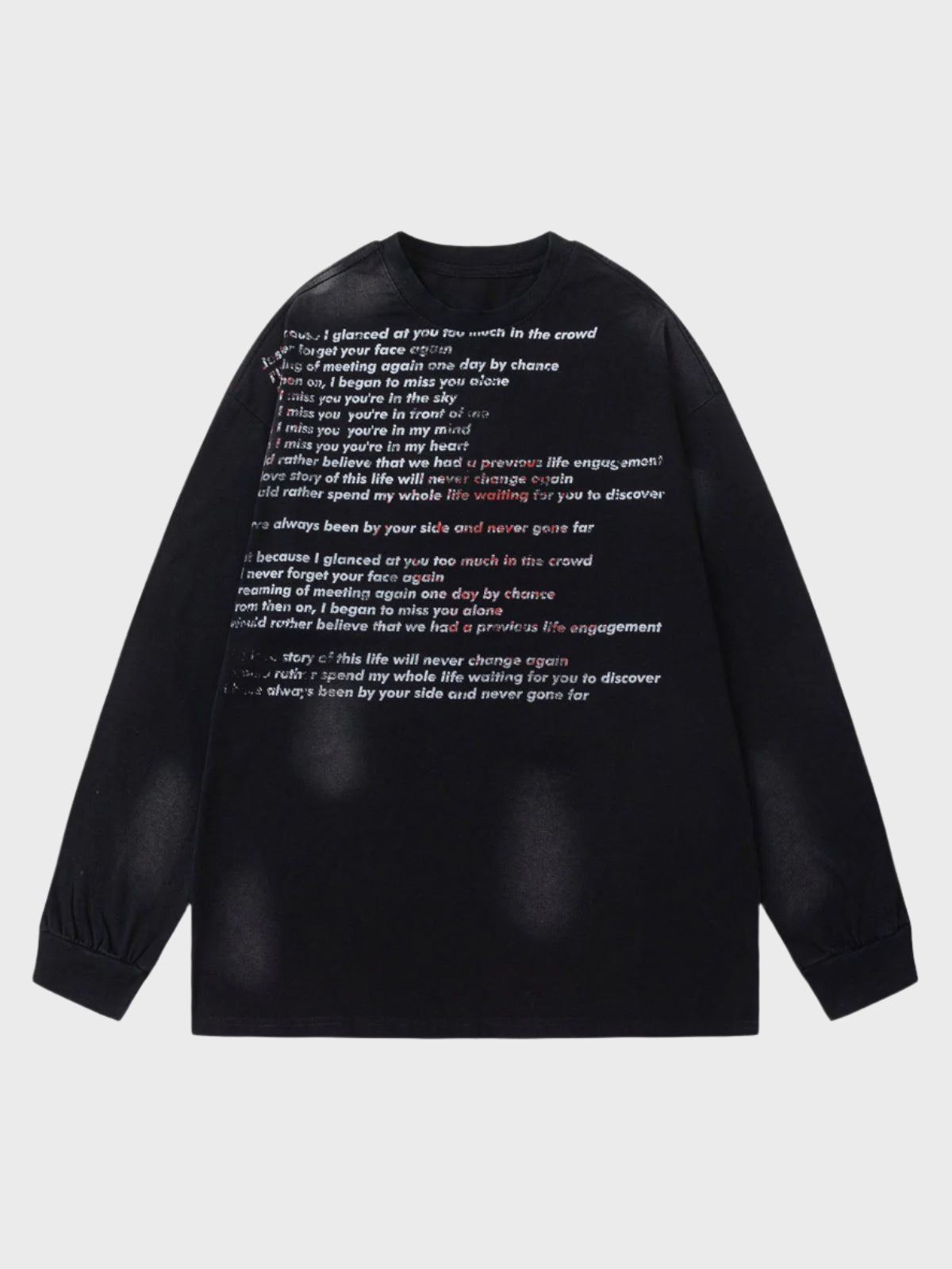 Paper Straight Letter Print Long Sleeve