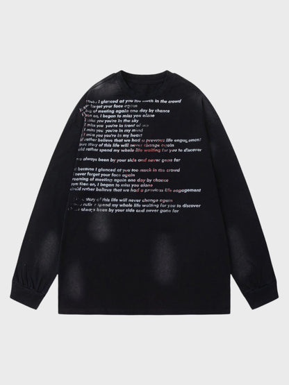 Paper Straight Letter Print Long Sleeve