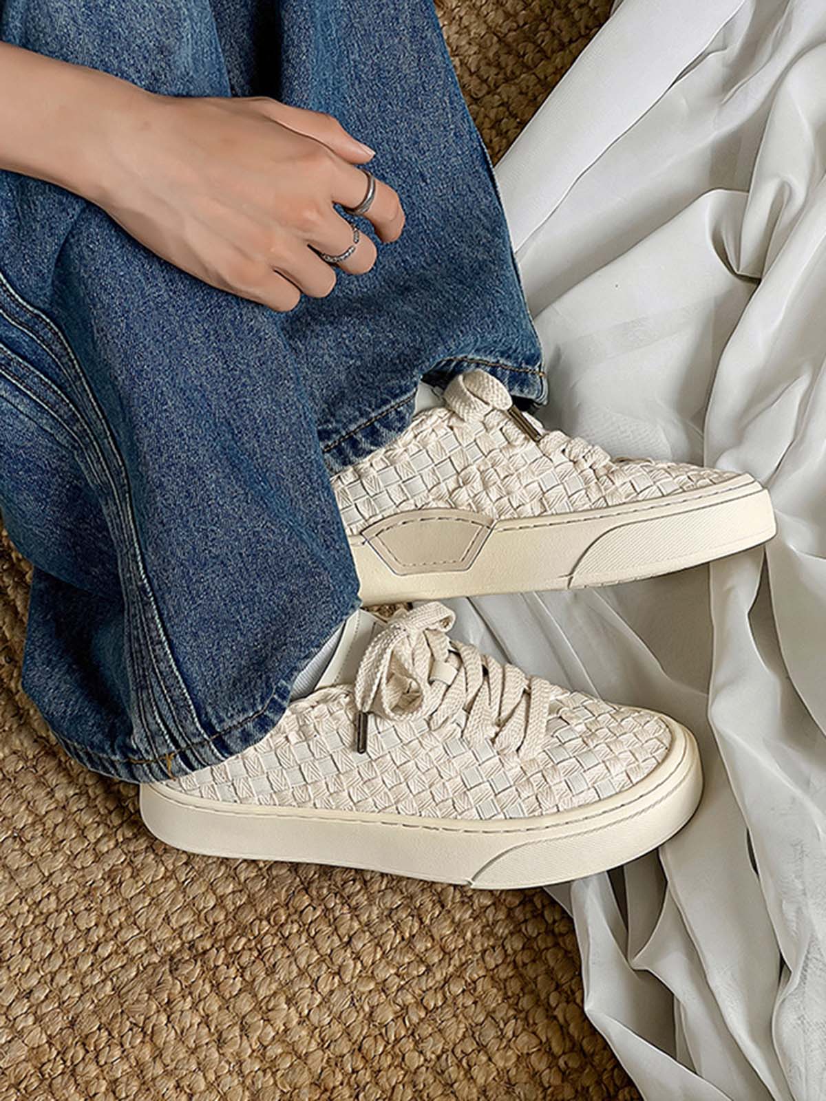 Paper Straight Woven Canvas Sneakers