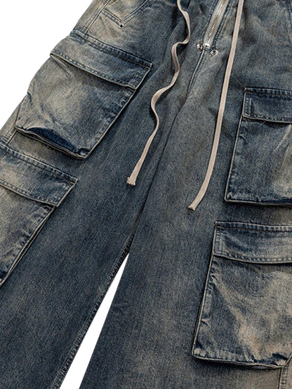 Paper Straight Multi-Pocket Cargo Jeans