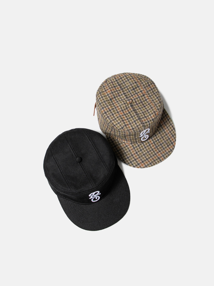 Flat Top Embroidered Cap Houndstooth