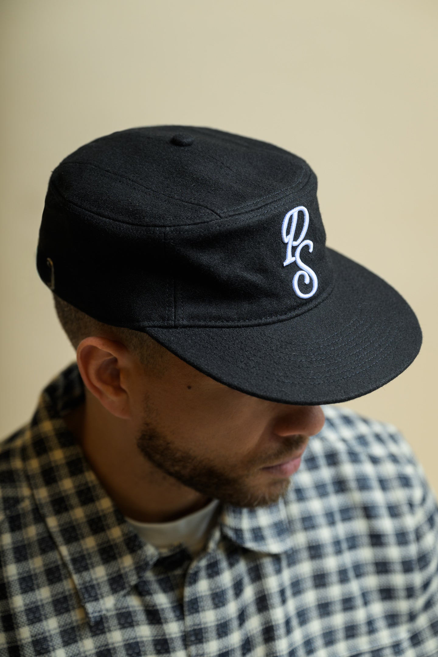 Flat Top Embroidered Cap Black