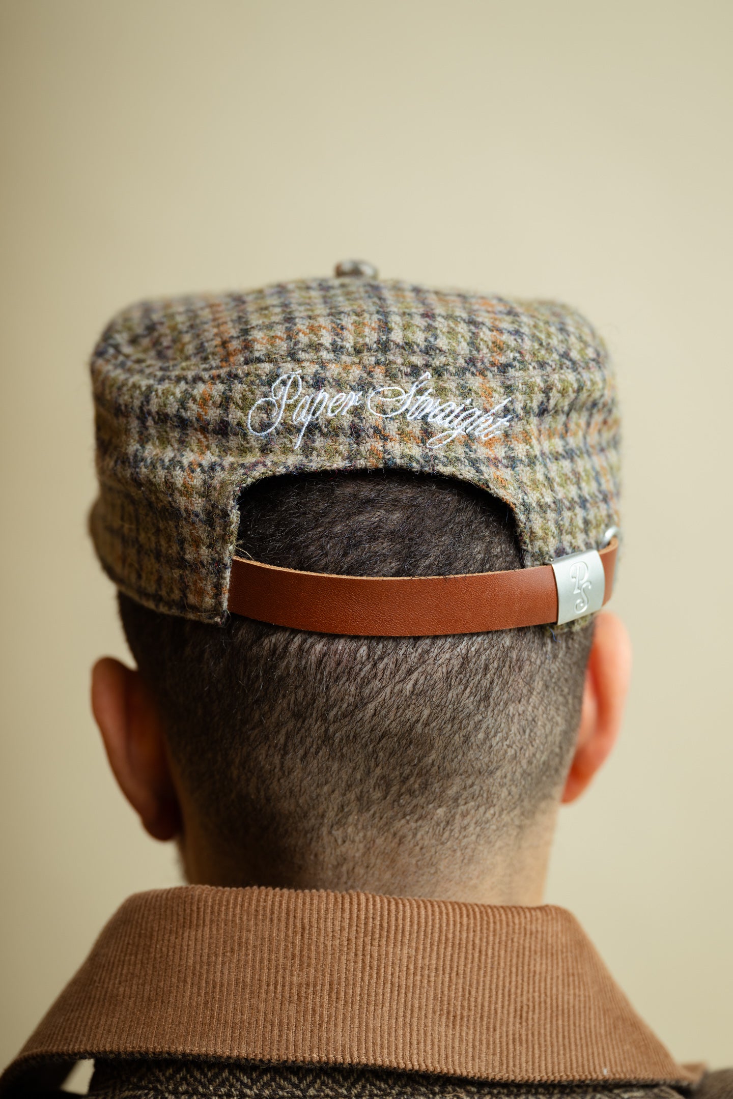 Flat Top Embroidered Cap Houndstooth
