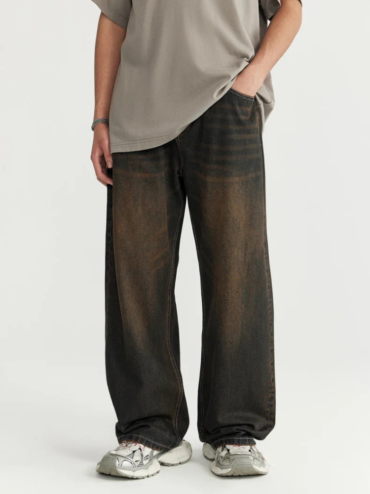 Paper Straight Rusty Brown Washed Jeans