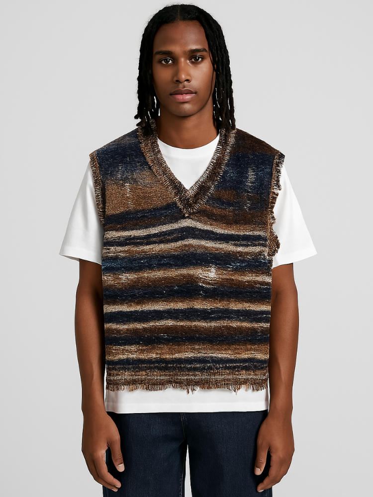 Paper Straight Distressed Cardigan vest