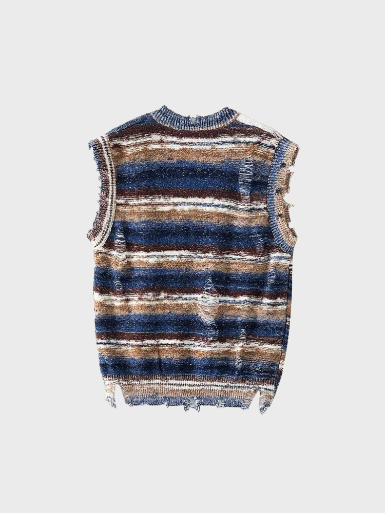 Paper Straight Distressed Cardigan vest