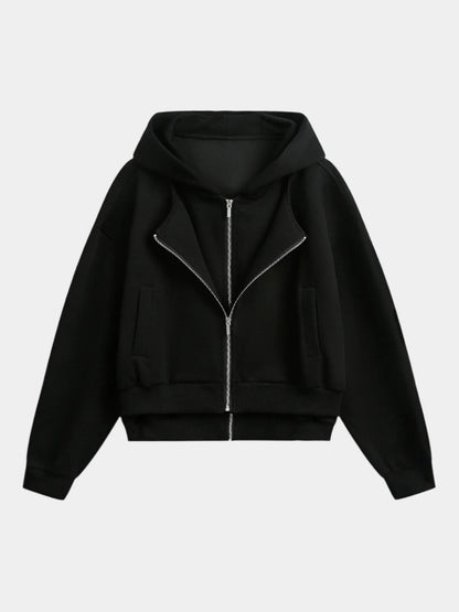 Paper Straight Double Zipper Hoodie