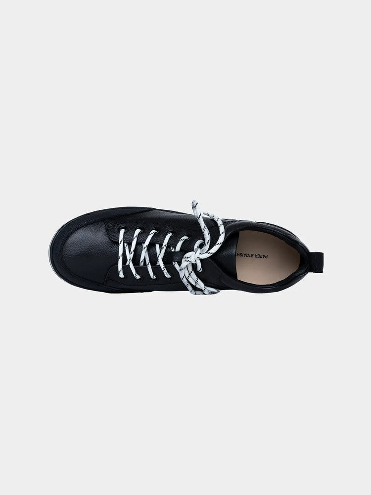 Paper Straight Alpine Hiker Black — top-down, metal eyelets and contrast lacing