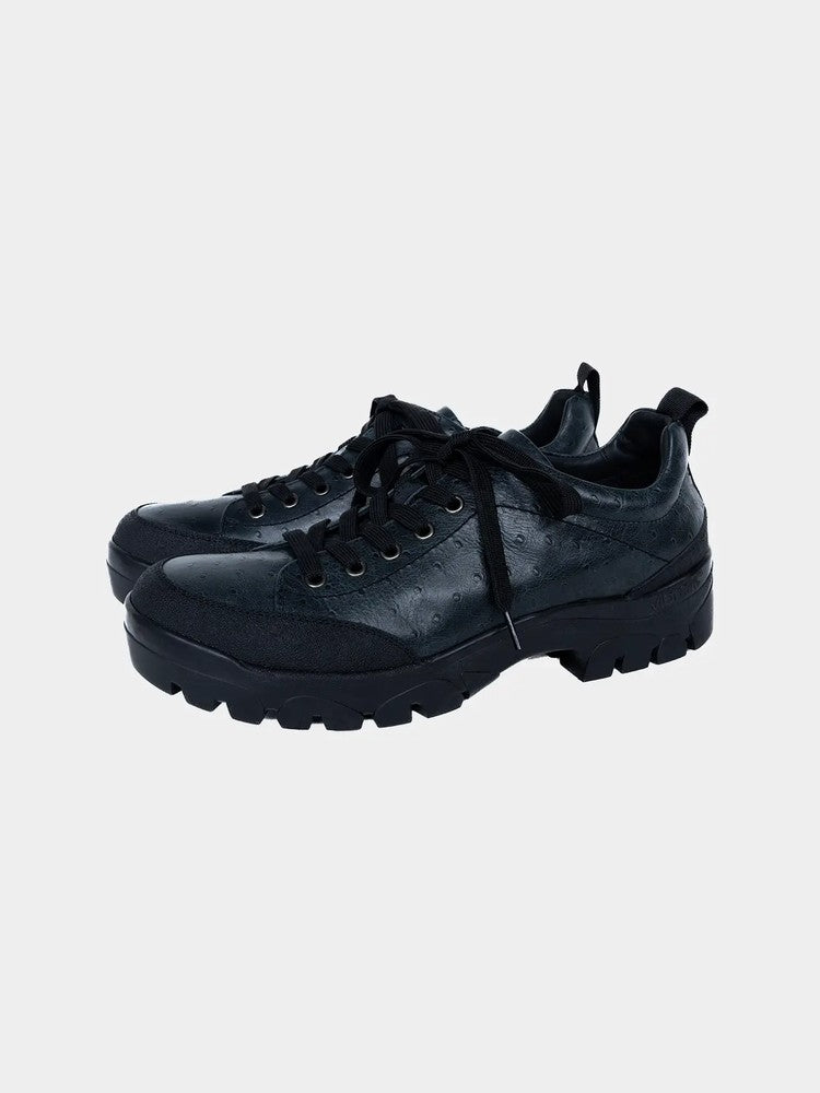Paper Straight Alpine Hiker Black Ostrich — three-quarter view, pair