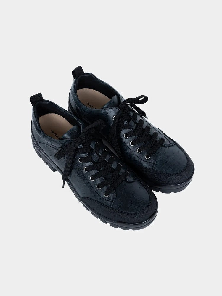 Paper Straight Alpine Hiker Black Ostrich — pair, angled from above