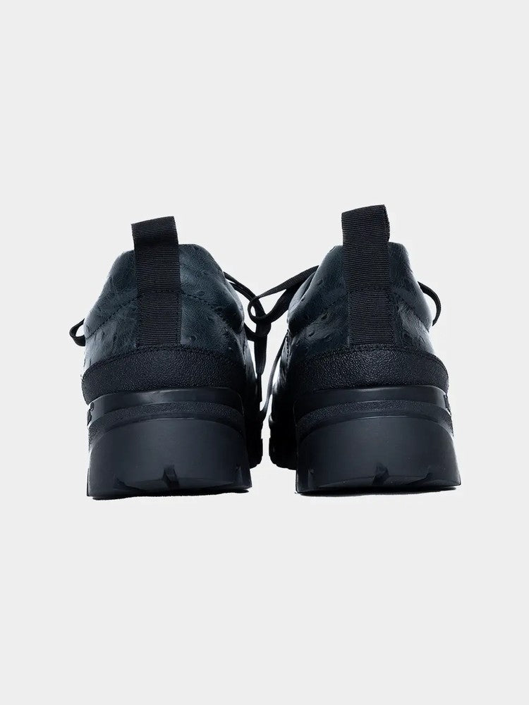 Paper Straight Alpine Hiker Black Ostrich — heel and pull loops, pair