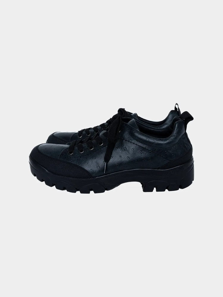 Paper Straight Alpine Hiker Black Ostrich — side profile, pair