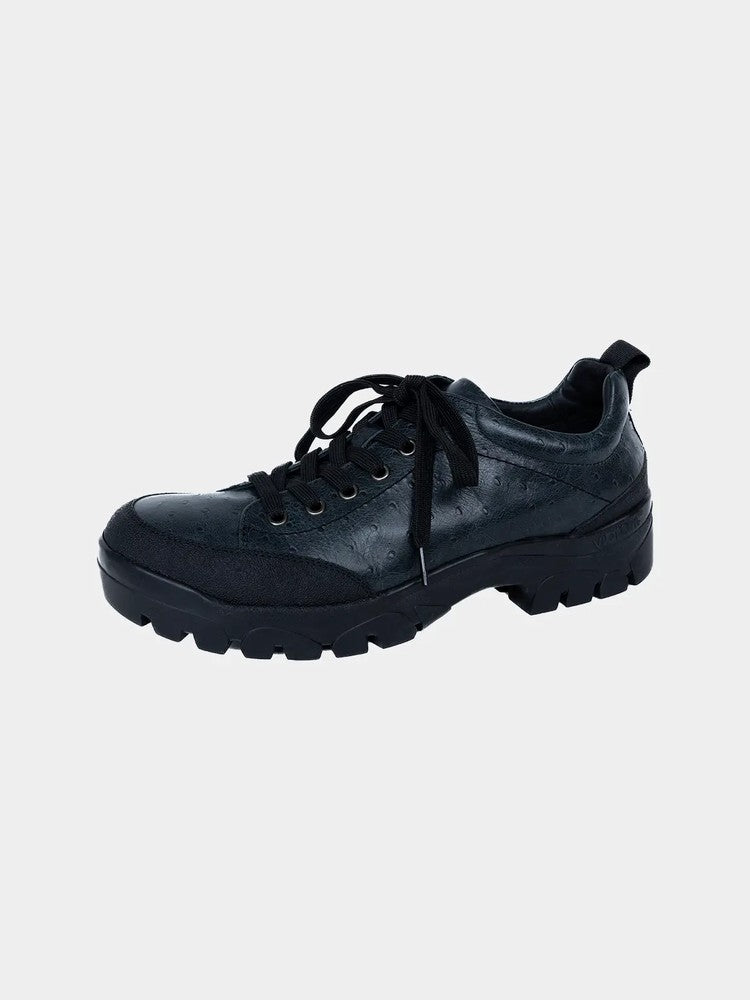 Paper Straight Alpine Hiker Black Ostrich — three-quarter view, pair, alternate angle