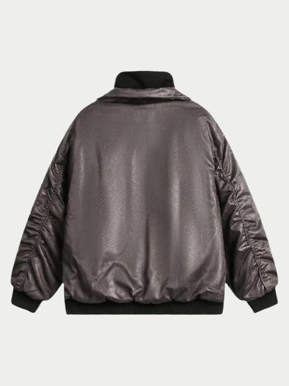 Paper Straight Sleek Leather Down Jacket