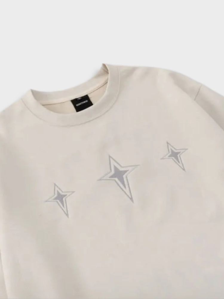 Paper Straight Suede Embroied Star Tee