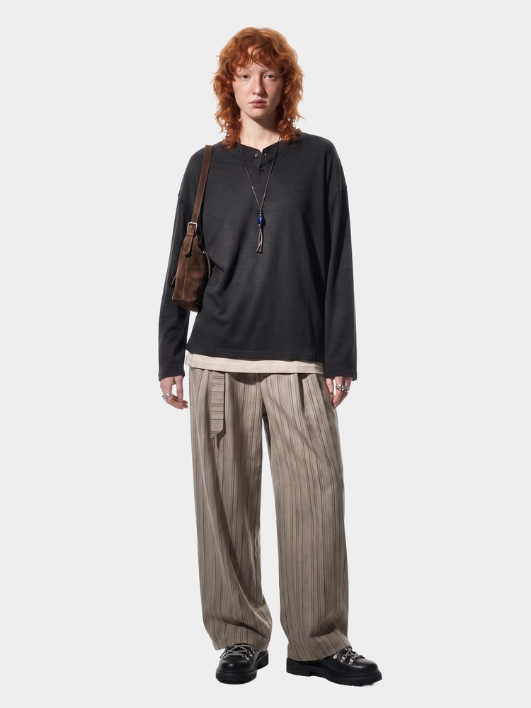 Paper Straight Bracken Henley black — worn on model