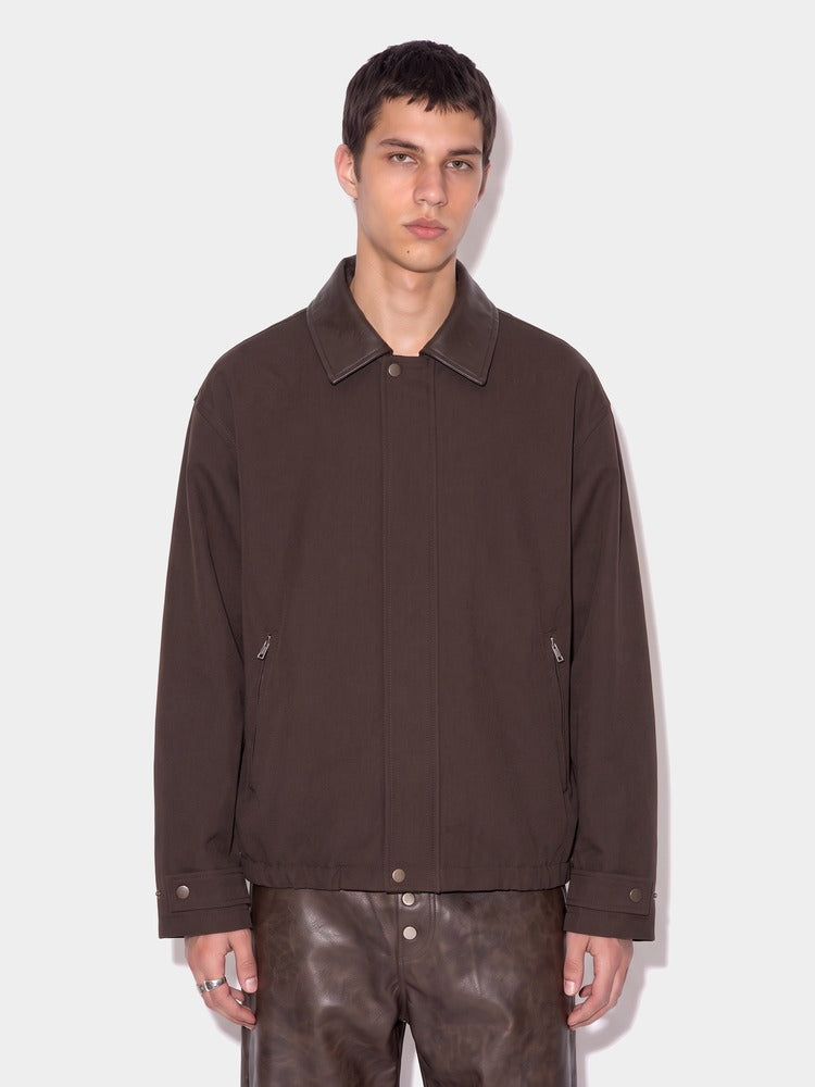 Wharf Jacket in Chocolate, worn
