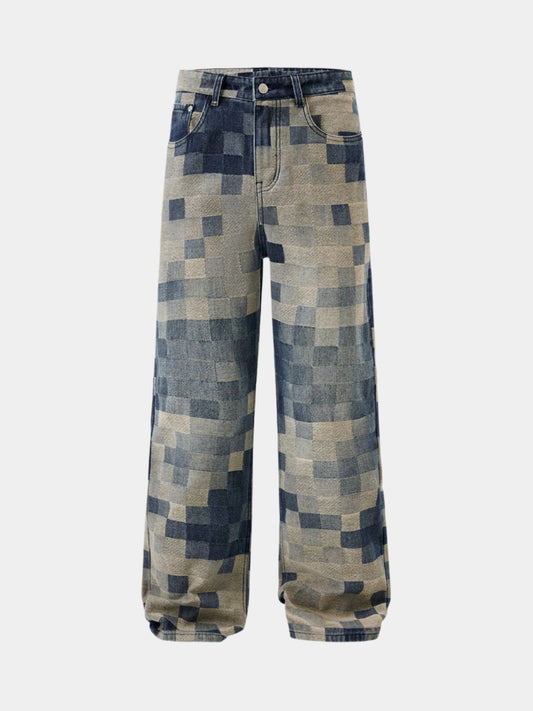 Paper Straight Square Pattern Denim