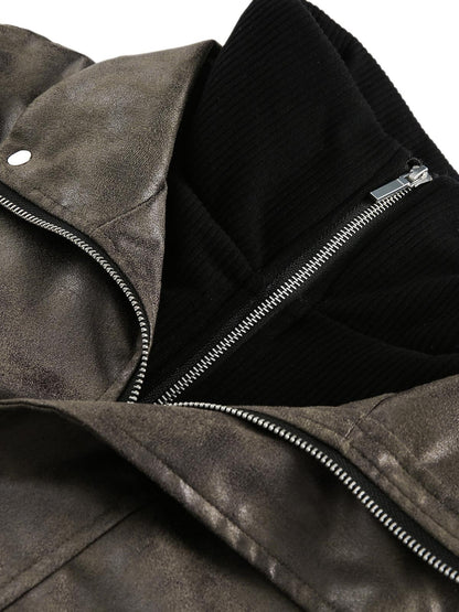 Paper Straight Sleek Leather Down Jacket