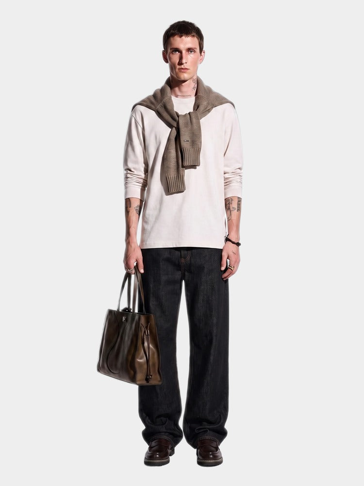 Paper Straight Fen Long Sleeve ecru — worn on model