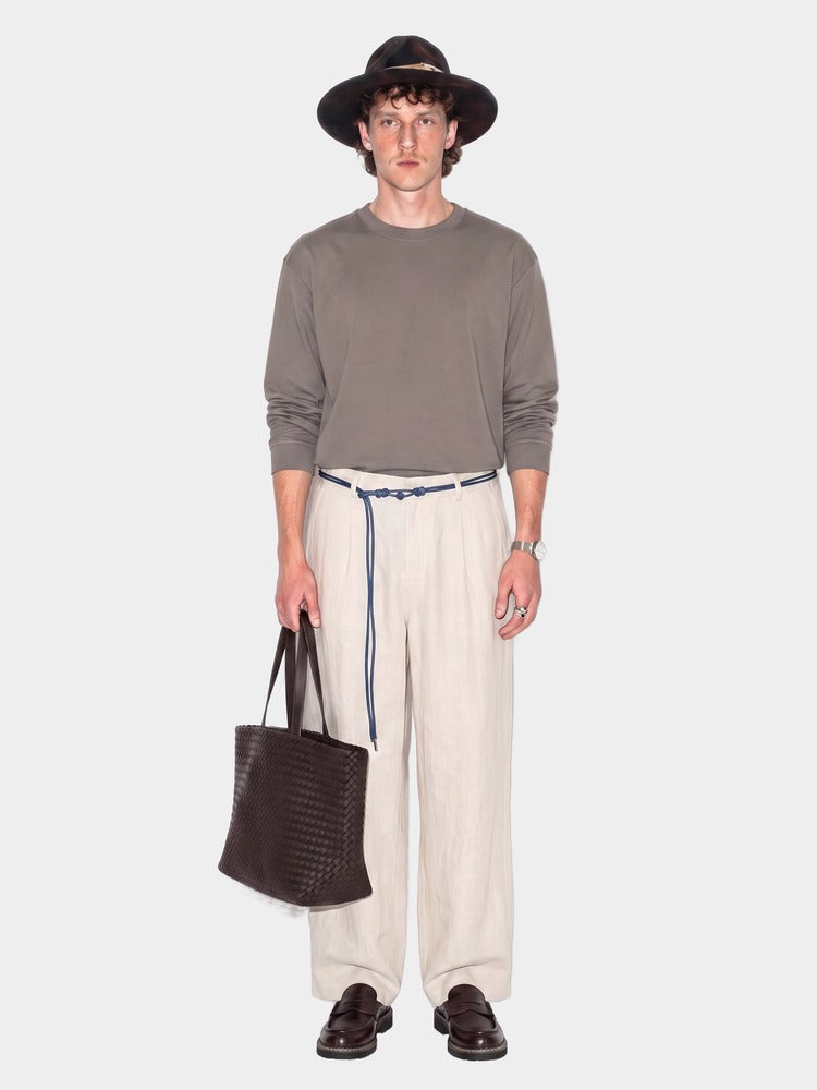 Paper Straight Fen Long Sleeve taupe — worn on model