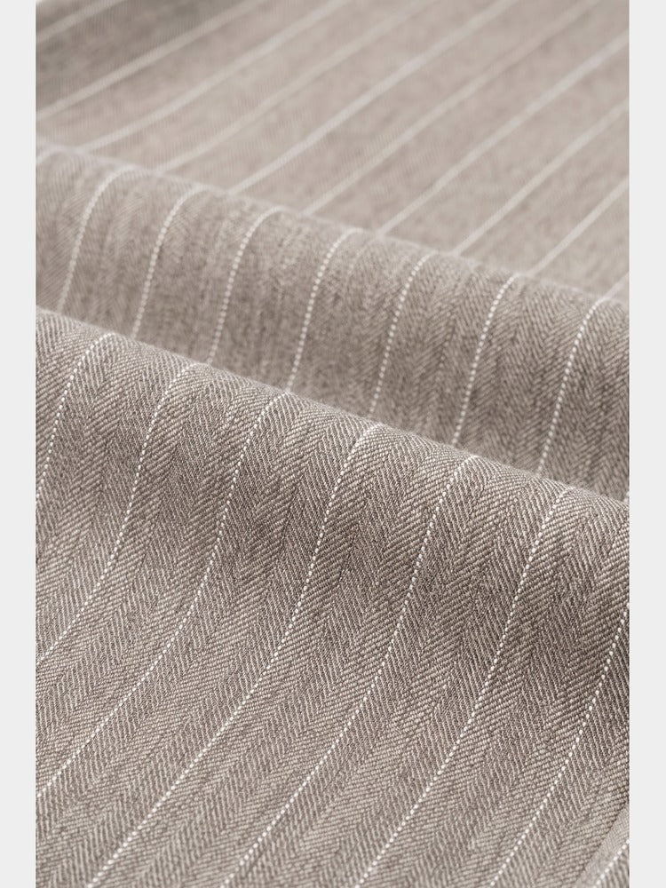 Paper Straight Holt Trouser sand — pinstripe fabric detail