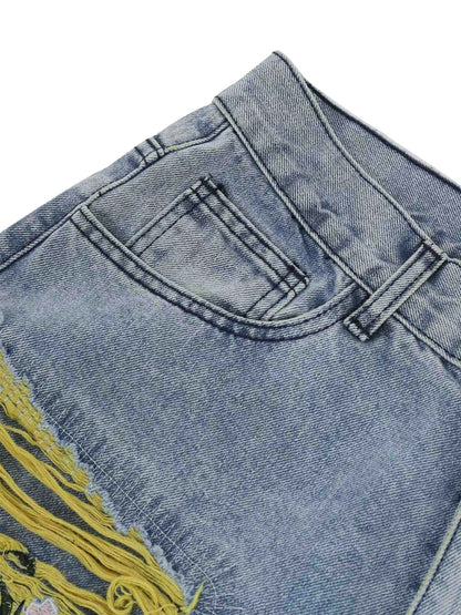 Paper Straight Signature Embroidered Jeans