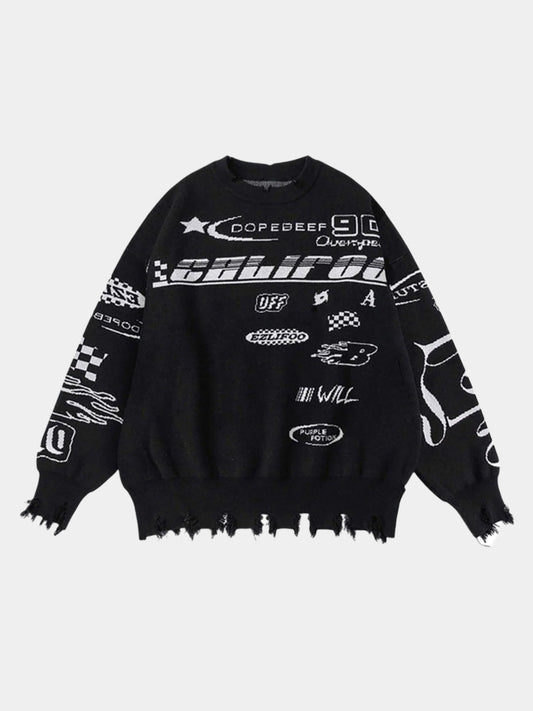 Paper Straight Ripped Racing Sweater