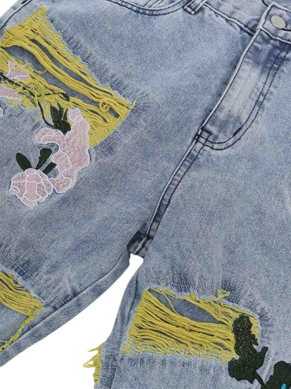 Paper Straight Signature Embroidered Jeans