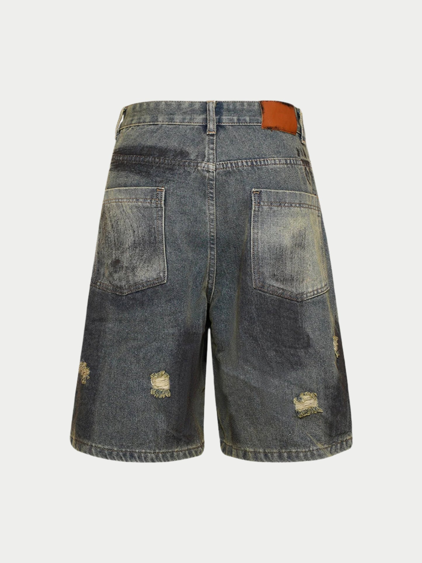 Paper Straight Ripped Washed Denim Shorts