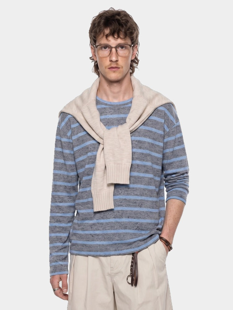 Quay Long Sleeve in Grey Blue, worn